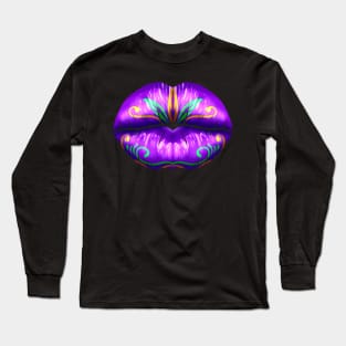 Purple Lips For Mardi Gras Long Sleeve T-Shirt